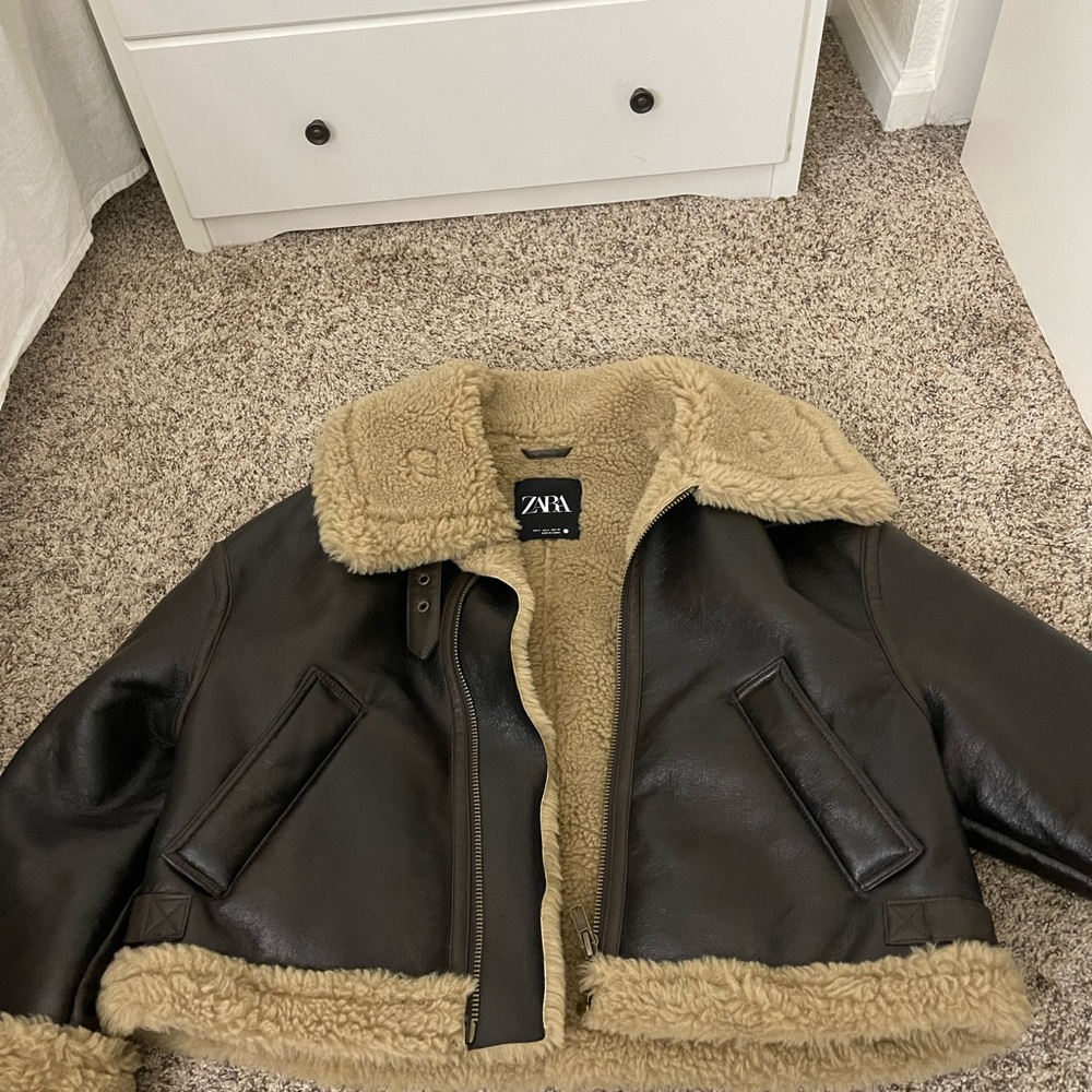 Zara Dark Brown Shearling Jacket